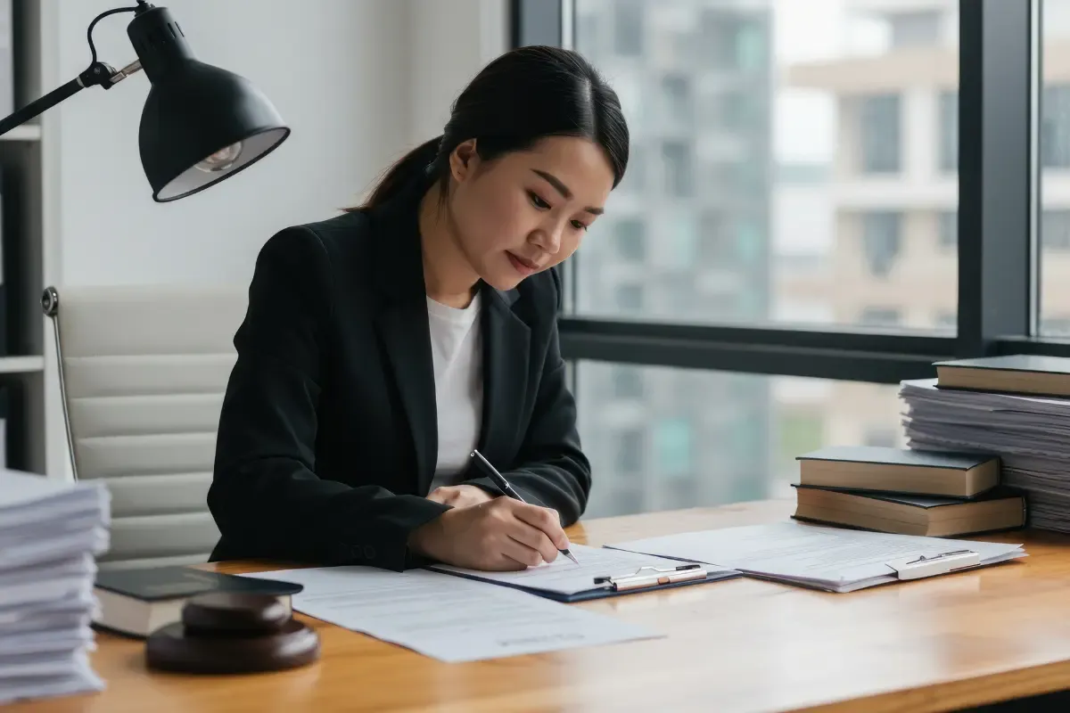 Business owner reviewing documents to prevent administrative dissolution and maintain good standing status while completing annual filing checklist to avoid state dissolution.
