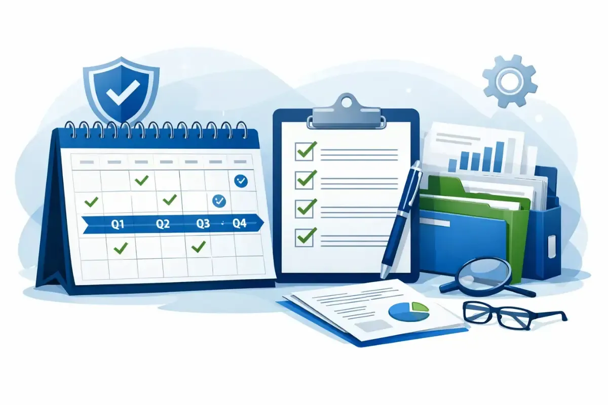 best-practices-for-compliance.webp Best practices for beneficial ownership reporting requirements for LLCs showing compliance calendar, checklist, and LLC transparency regulations documentation