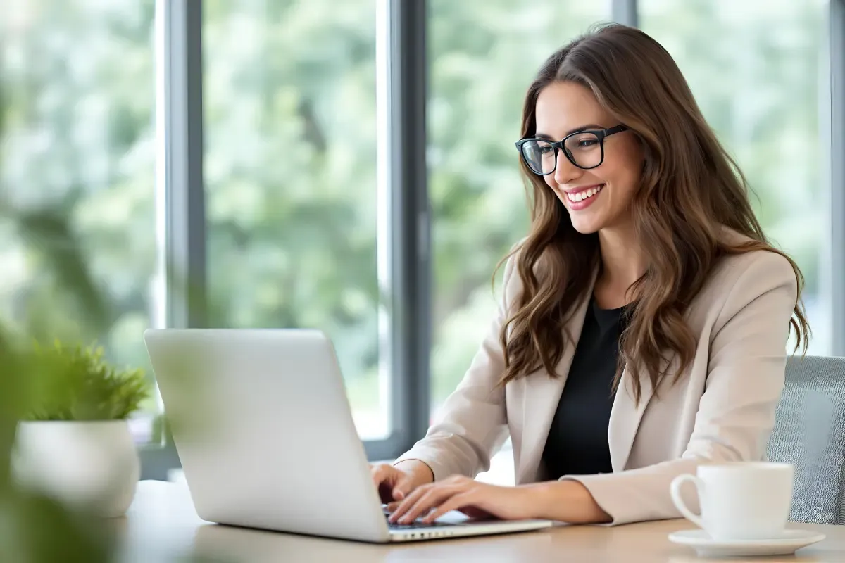 can-you-transfer-ownership-of-an-llc-img.webp Business owner managing LLC ownership transfer process on laptop in professional office setting