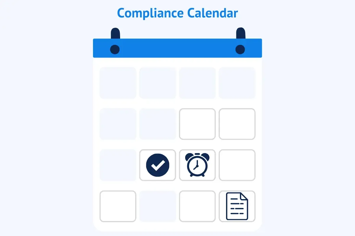 importance-of-compliance-calendar.webp Compliance calendar template showing deadline tracking and reminder system for business legal requirements and filing dates.