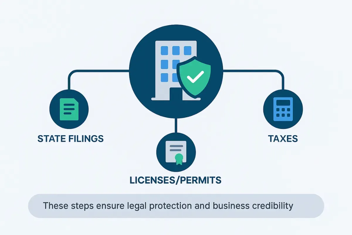 maintain-both-good-standing-and-compliance.webp Business compliance automation system showing state filings, taxes and licenses required to maintain good standing.