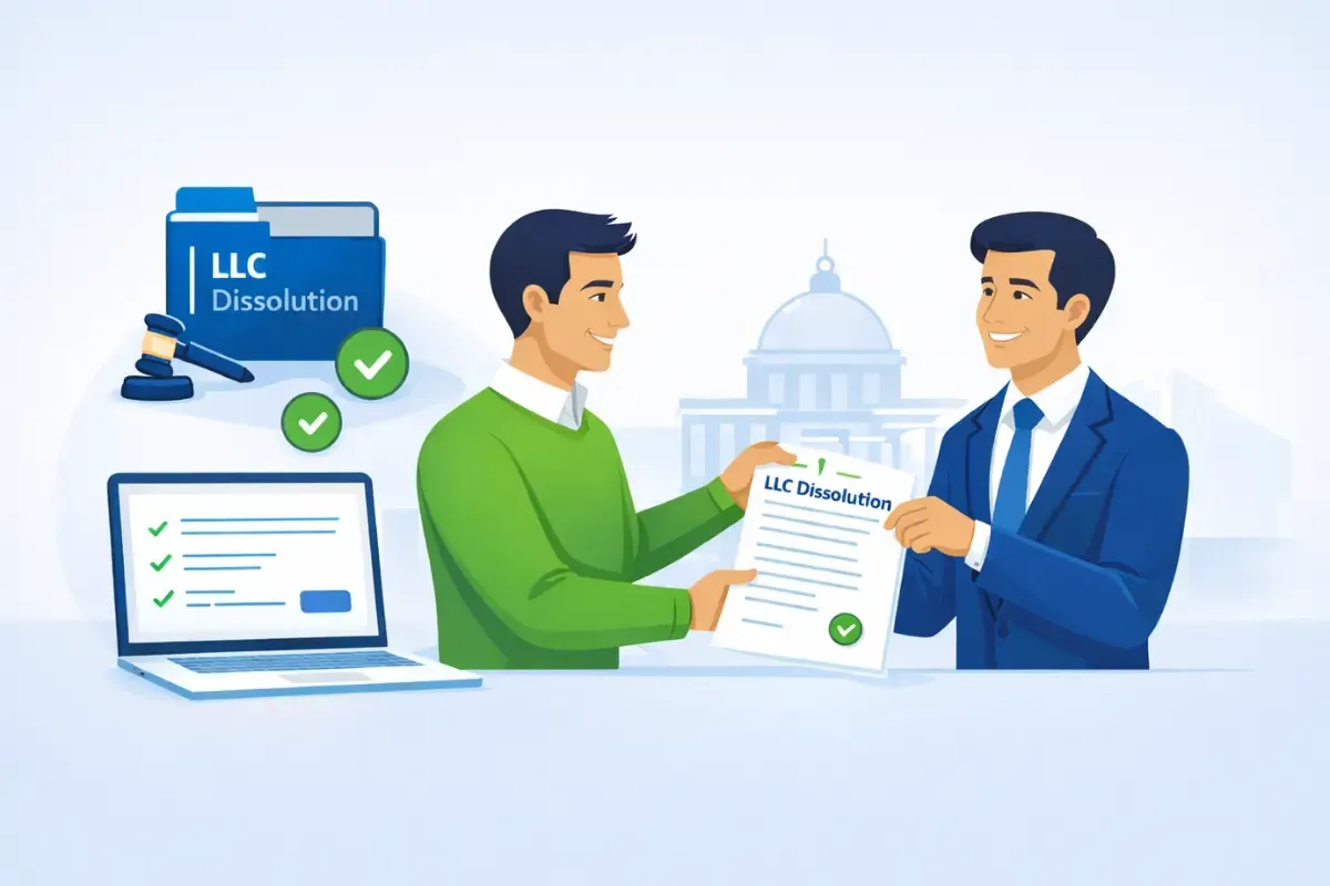 professional-service-helps-with-llc-dissolution.webp Professional service helping business owner with LLC dissolution process including filing articles of dissolution and meeting LLC termination requirements.