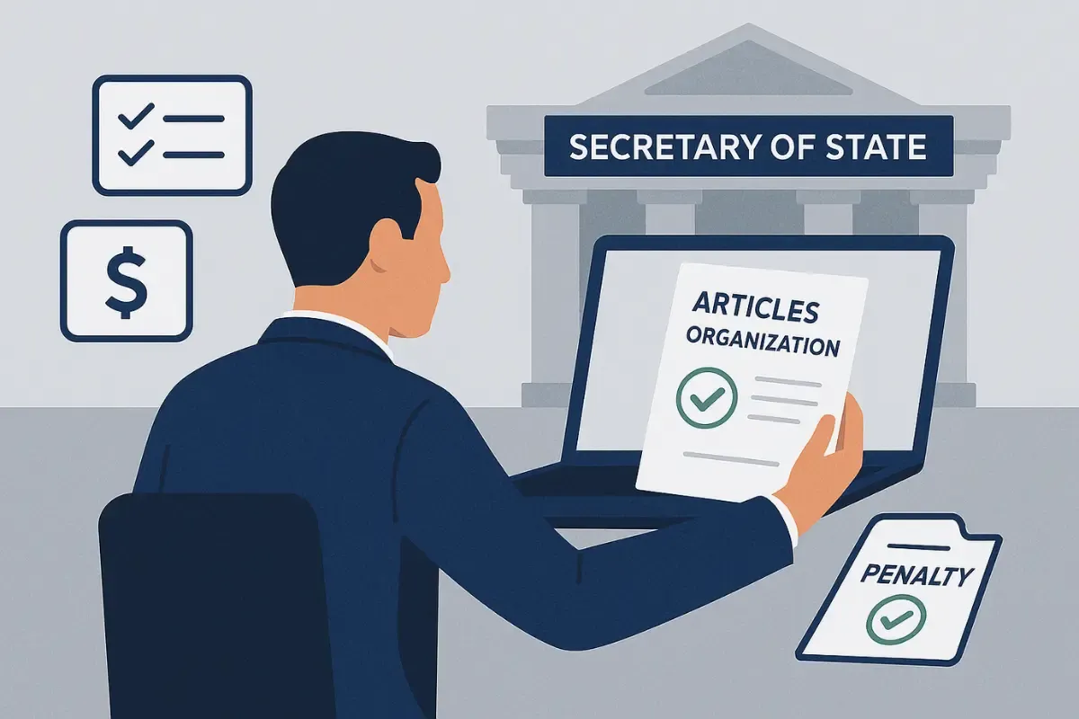 register-your-business-with-the-state.webp Business formation process filing Articles of Organization with Secretary of State to separate business and personal assets for liability protection.