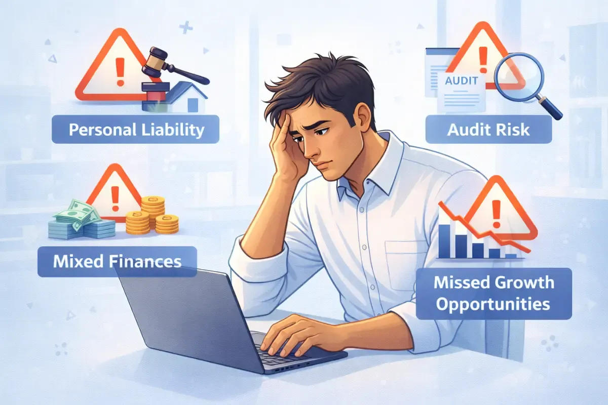 Risks of running a side hustle without formal business structure or compliance.